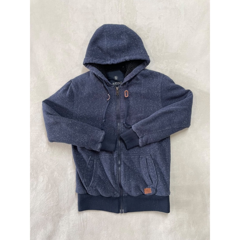 Buffalo David Bitton Mens Sherpa Lined Full Zip Hoodie Marled Gray Size M